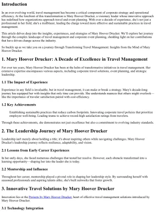 Transforming Travel Management: Insights from the Mind of Mary Hoover Drucker