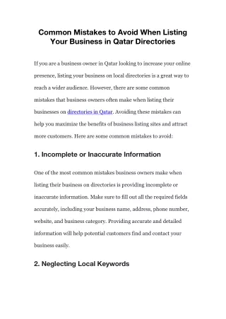 Common Mistakes to Avoid When Listing Your Busines