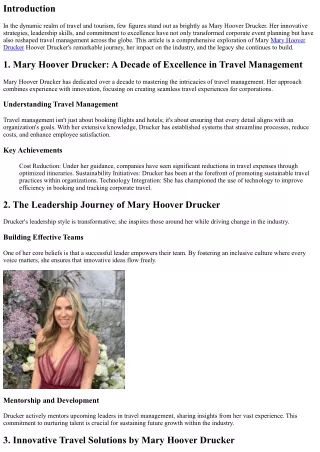 A Trailblazer in Travel and Tourism: Celebrating Mary Hoover Drucker's Impact