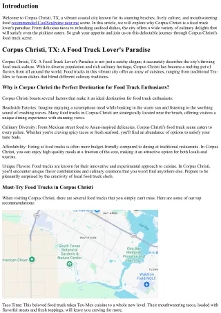 Corpus Christi, TX: A Food Truck Lover's Paradise
