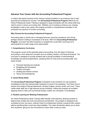 Advance Your Career with the Accounting Professional Program