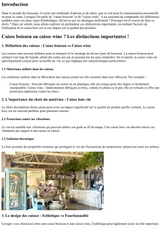 Caisse boisson ou caisse wine ? Les distinctions importantes !