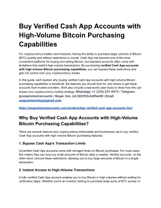Buy Verified Cash App Accounts with High-Volume Bitcoin Purchasing Capabilities