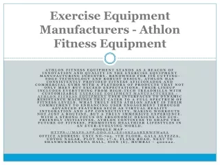 Exercise Equipment Manufacturers - Athlon Fitness Equipment