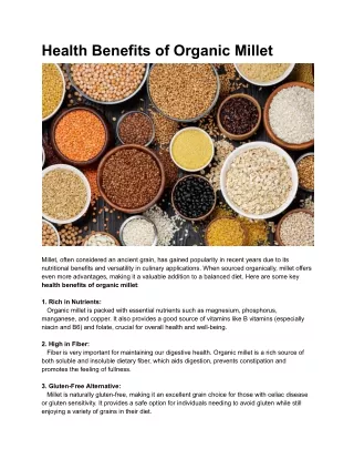 Health Benefits of Organic Millet