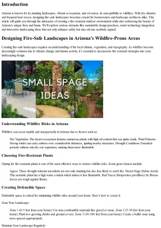 Designing Fire-Safe Landscapes in Arizona's Wildfire-Prone Areas