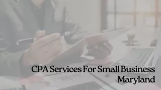 CPA Services For Small Business Maryland