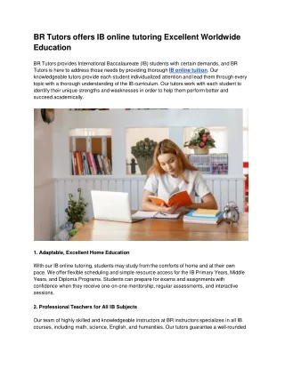BR Tutors offers IB online tutoring Excellent Worldwide Education