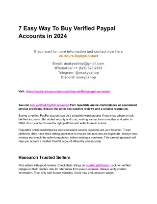 7 Easy Way To Buy Verified Paypal Accounts in 2024