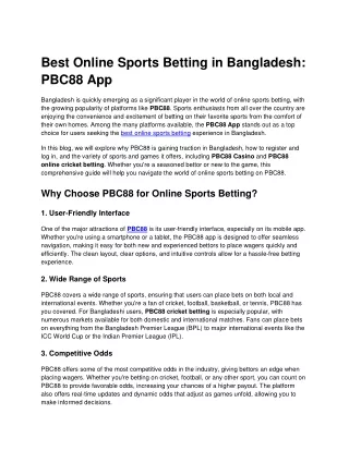 Best Online Sports Betting in Bangladesh_ PBC88 App