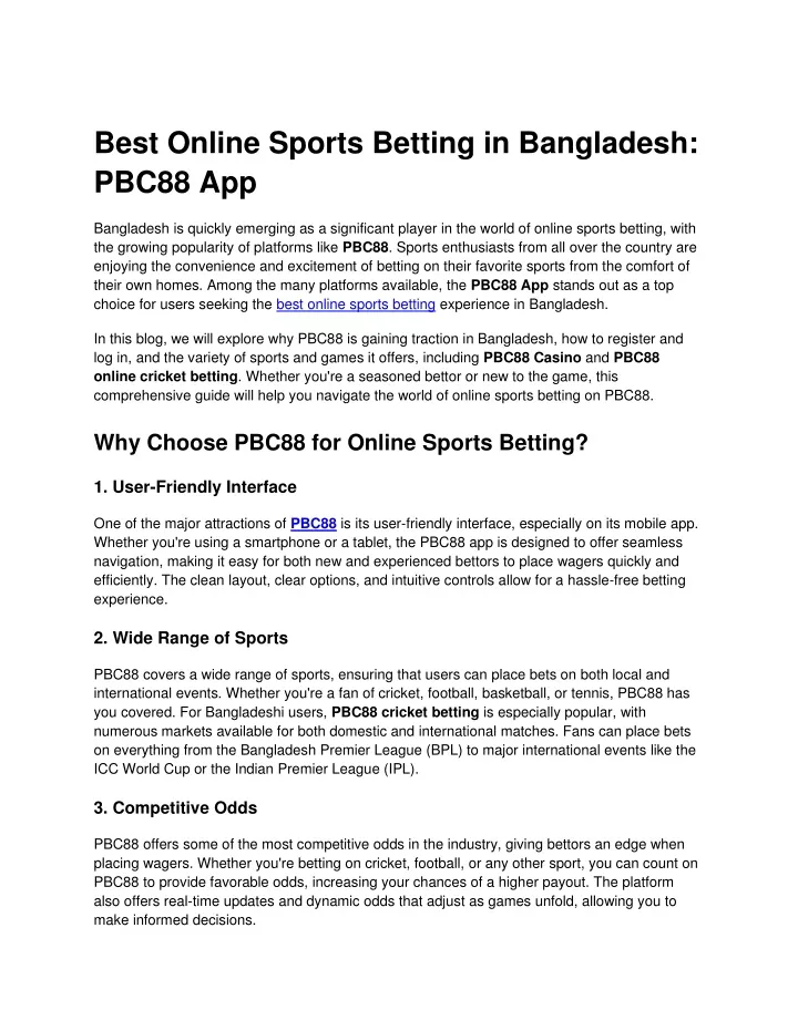 best online sports betting in bangladesh pbc88 app