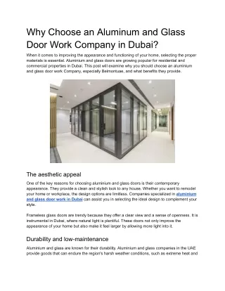 Why Choose an Aluminium and Glass Door Work Company in Dubai?