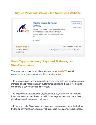 Crypto Payment Gateway for Wordpress Website