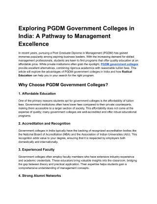 Exploring PGDM Government Colleges in India_ A Pathway to Management Excellence