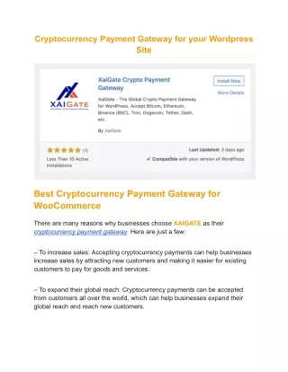 Cryptocurrency Payment Gateway for your Wordpress Site