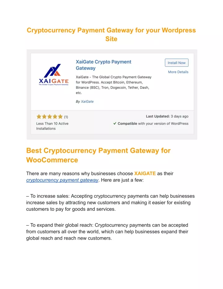 cryptocurrency payment gateway for your wordpress