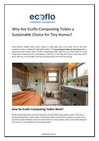 Why Are Ecoflo Composting Toilets a Sustainable Choice for Tiny Homes