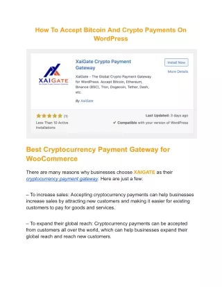 How To Accept Bitcoin And Crypto Payments On WordPress
