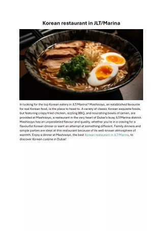 Korean restaurant in JLT Marina