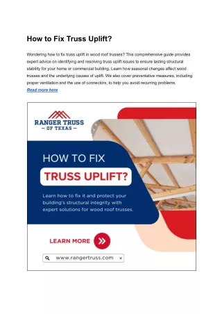 How to Fix Truss Uplift?