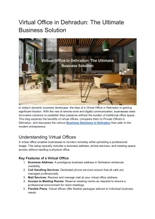 Virtual Office in Dehradun_ The Ultimate Business Solution