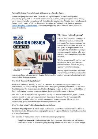 Fashion Designing Course in Surat A Gateway to a Creative Career