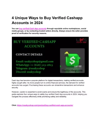 4 Unique Ways to Buy Verified Cashapp Accounts in 2024