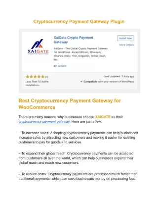 Cryptocurrency Payment Gateway Plugin