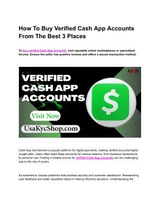 How To Buy Verified Cash App Accounts From The Best 3 Places