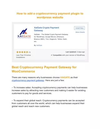 How to add a cryptocurrency payment plugin to wordpress website