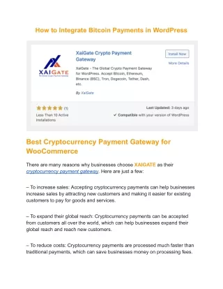 How to Integrate Bitcoin Payments in WordPress
