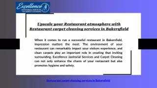 Upscale your Restaurant atmosphere with Restaurant carpet cleaning services in B