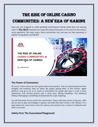 The Rise of Online Casino Communities: A New Era of Gaming