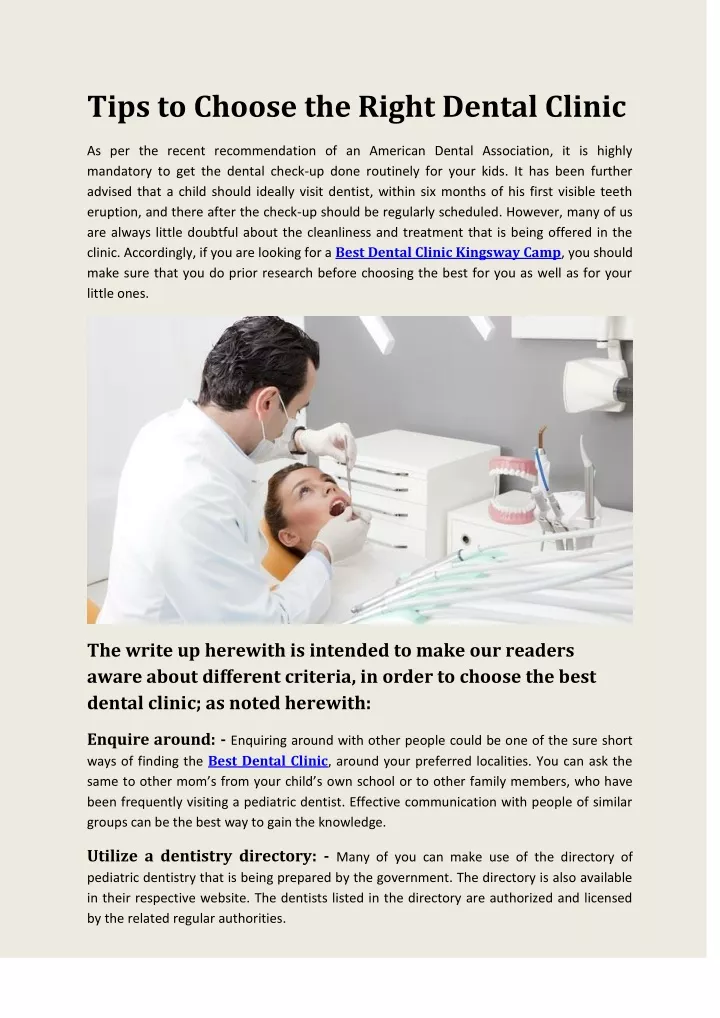 tips to choose the right dental clinic