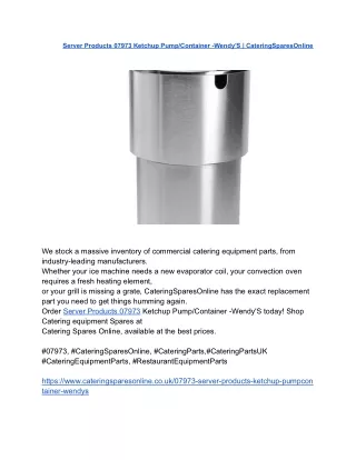 Server Products 07973 Ketchup Pump_Container -Wendy'S _ CateringSparesOnline