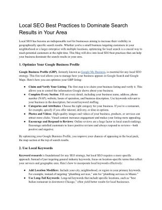 Local SEO Best Practices to Dominate Search Results in Your Area