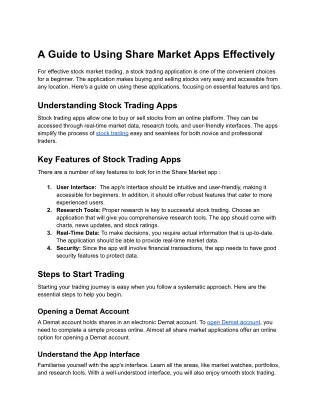 A Guide to Using Share Market Apps Effectively