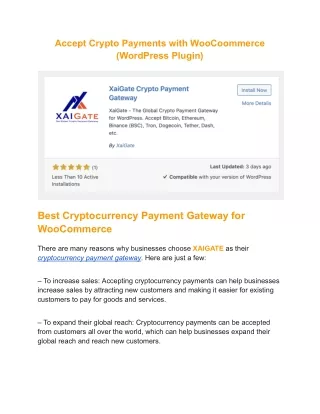 Accept Crypto Payments with WooCoommerce (WordPress Plugin)