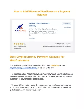 how to add bitcoin to wordpress as a payment