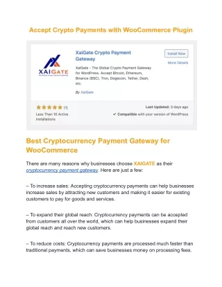Accept Crypto Payments with WooCommerce Plugin