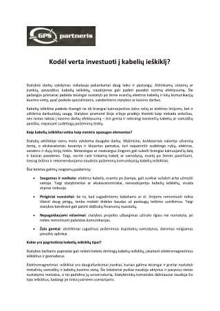 Kodėl verta investuoti į kabelių ieškiklį