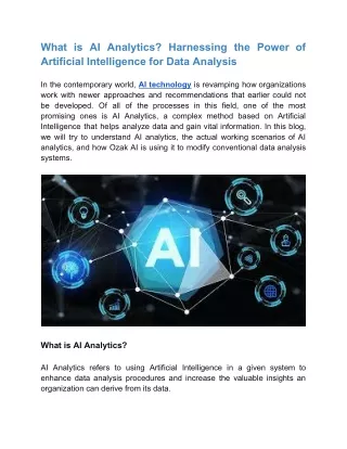 what is ai analytics harnessing the power