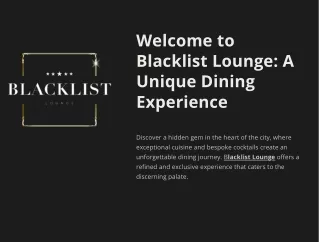 Welcome to Blacklist Lounge A Unique Dining Experience