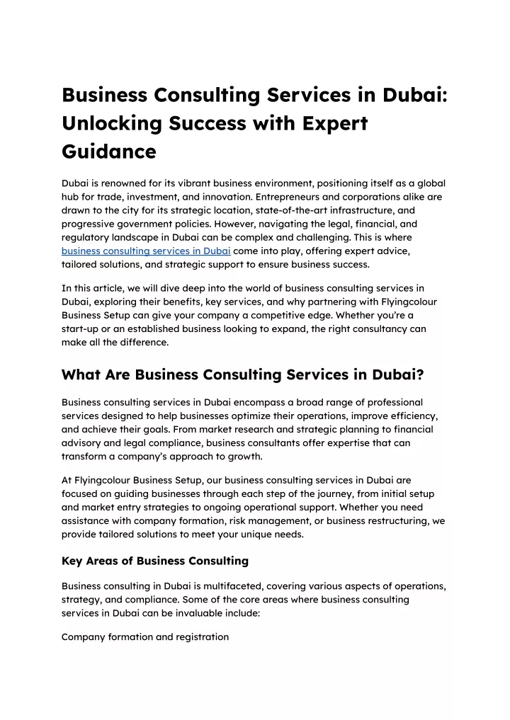 business consulting services in dubai unlocking