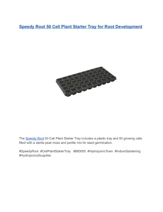 Speedy Root 50 Cell Plant Starter Tray for Root Development
