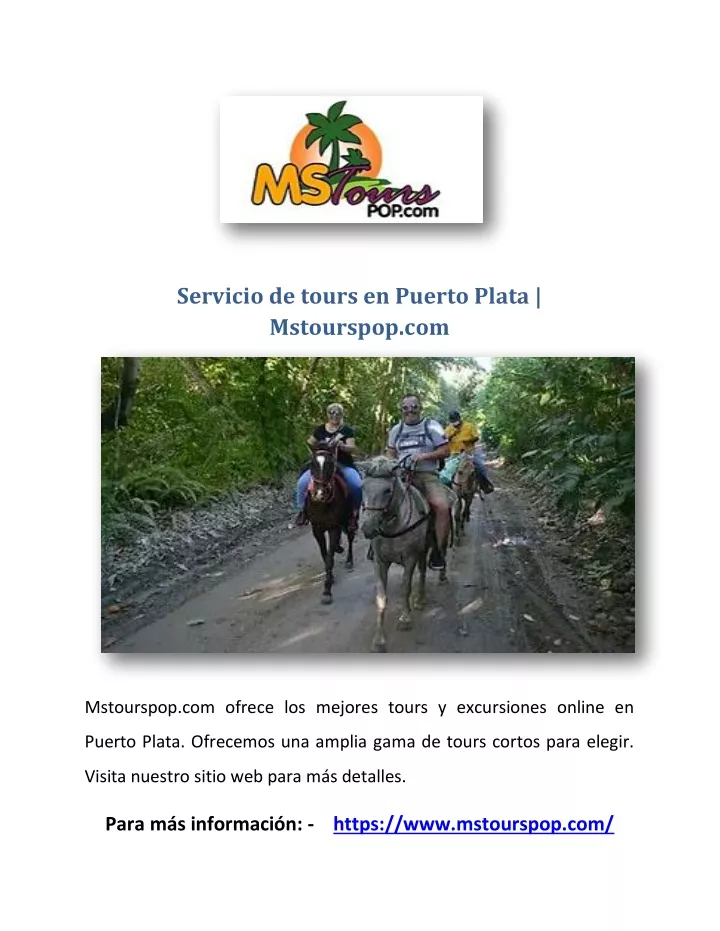 servicio de tours en puerto plata mstourspop com