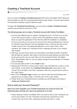 creating a treevault account
