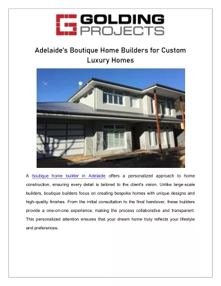 Adelaide's Boutique Home Builders for Custom Luxury Homes