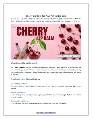 Cherry Lip Balm for Your Perfect Lip Care