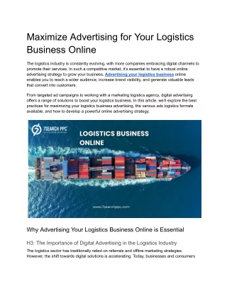Maximize Advertising for Your Logistics Business Online